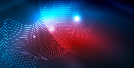 Color neon lights with waves abstract background