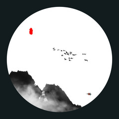 Ink Landscape Decorative Painting..