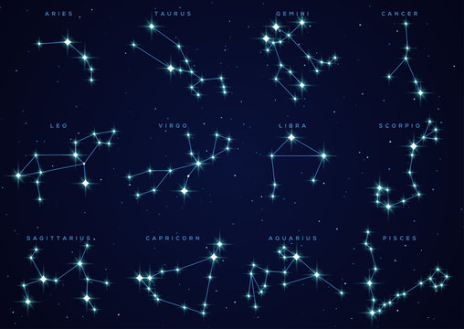 Zodiac constellations set