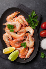 Steamed tiger shrimps