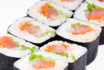 Japanese sushi rolls on a plate