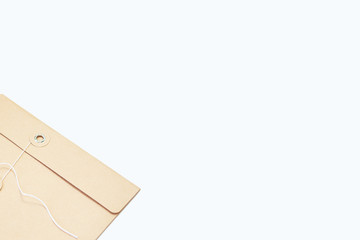 Craft envelope on the white background. Top view. Free place for text
