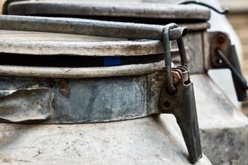 vintage aluminum milk can ,