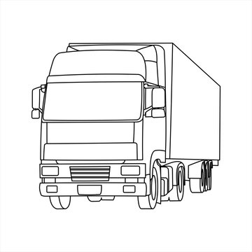 recommend clip art: truck trailer with container. Front view. View of three quarters.