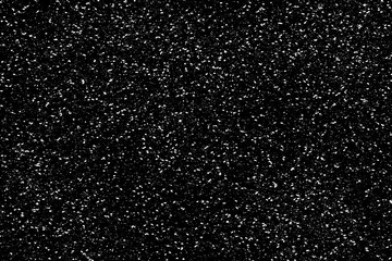 Chaotic white bokeh on a black background, light spots texture, abstraction, falling snow, star sky, bright glare of light texture