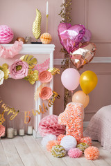 The decor of the first birthday	