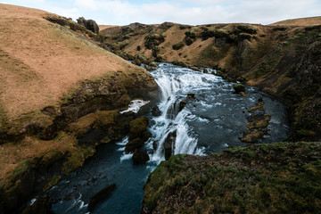 Landscape above Skogafoss waterfall, Iceland