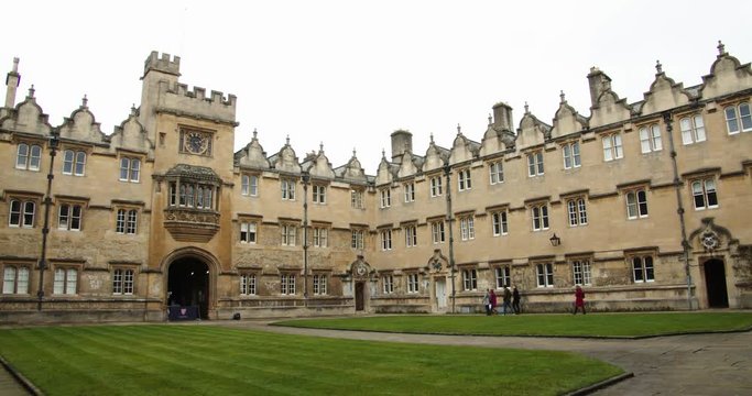 Oriel College Quad Pan Oxford England