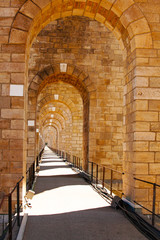 Chaumont view of viaduct arches and sidewalk perspective