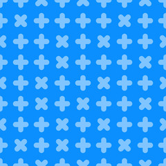 Vector seamless cross pattern - geometric bright minimalistic design. Blue repeatable simple background