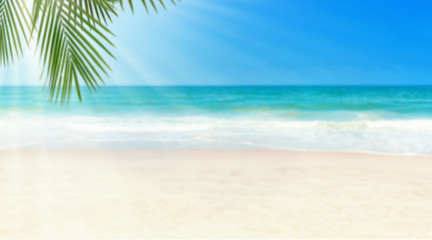 Fototapeta na wymiar Tropical beach and sunshine. Travel summer holiday background