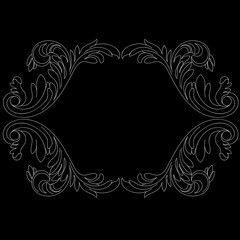 Black vintage baroque ornament, corner. Retro pattern antique style acanthus.