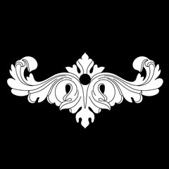 Black vintage baroque ornament, corner. Retro pattern antique style acanthus.