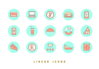Set of outline vector icons for web design in simple linear style isolated on white background.