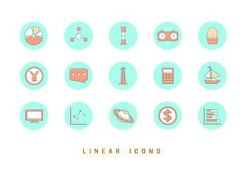 Set of outline vector icons for web design in simple linear style isolated on white background.