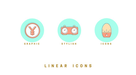 Set of outline vector icons for web design in simple linear style isolated on white background.