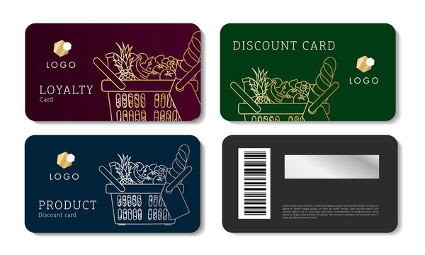 grocery store discount cards with linear basket of food