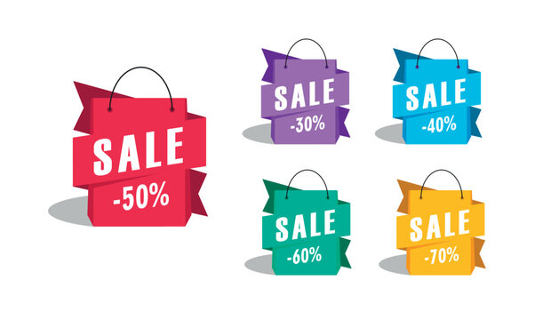 sale shopping bags as promotion tag with discount