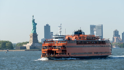 ferry downtown New York City Statue of Liberty