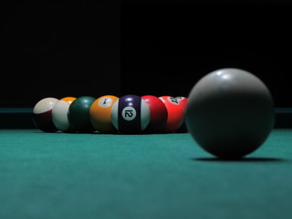 Billiard balls on table