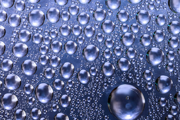 Metallic blue colored wet rainy background