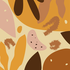 Background in brown tones with abstraction. Vector design. Flat jungle print.
