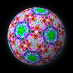 Artfully designed and colorful ball, 3D illustration on black background