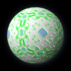 Artfully designed and colorful ball, 3D illustration on black background