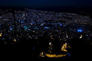 La Paz city from Bolivia in the night