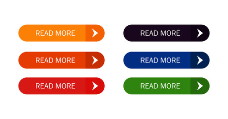 Read More colorful button set with icons Web Isolated on white background. Vector Illustration.