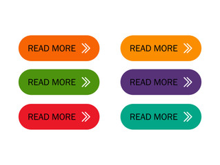 Read More colorful button set with icons Web Isolated on white background. Vector Illustration.