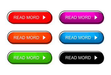 Read More colorful button set with icons Web Isolated on white background. Vector Illustration.