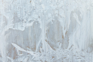 Frosty patterns on a frozen ice box in the early morning