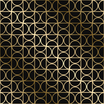 Vector geometric stylish art deco pattern - seamless luxury gold gradient design. Rich endless ornamental background