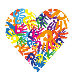 Herzform bunte Handflächen
