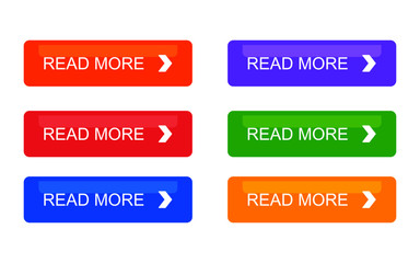 Read More colorful button set with icons Web Isolated on white background. Vector Illustration.