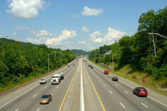 Six Lane Highway with Mid-day Traffic