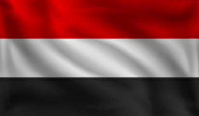 Waving Yemen's flag, the flag of Yemen, vector illustration