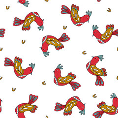 Seamless pattern with folk birds. - 265192176