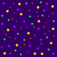 Night sky with different color stars seamless pattern background. Cartoon kids style skies.