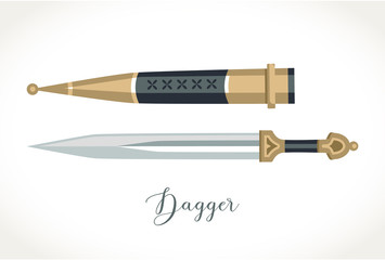 Georgian dagger and case with gold ornament decoration