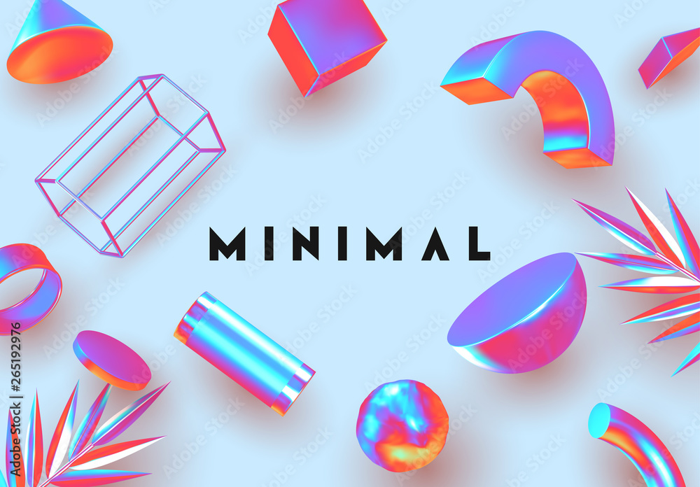 Poster objects 3d shape vector minimal poster.
