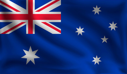 Waving Australian flag, the flag of Australia, vector illustration