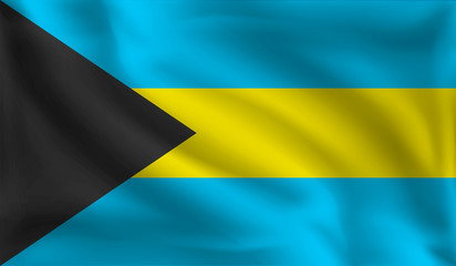 Waving Bahamas flag, the flag of Bahamas, vector illustration