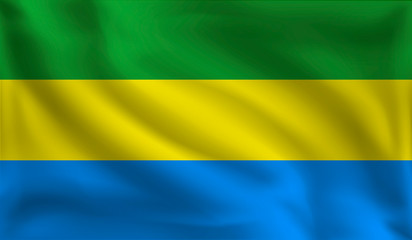 Waving Gabon's flag, the flag of Gabon, vector illustration