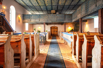 Interior of the famous calvinist church of Szentgyörgyvölgy