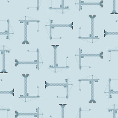 Lifting crane pattern seamless. Construction industrial background. Children cloth texture.