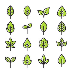 Green Leaves Icons - Thin Lines