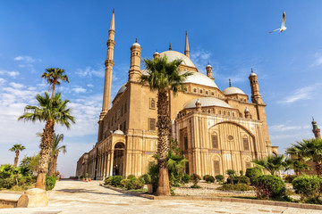 Fototapeta na wymiar The Great Mosque of Muhammad Ali Pasha or Alabaster Mosque in the Citadel of Cairo in Egypt