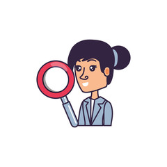 business woman elegant with magnifying glass